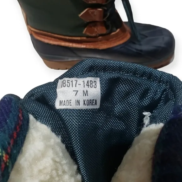 Vintage Eddie Bauer Duck Boots Winter Handmade Fleece Lined Size 7