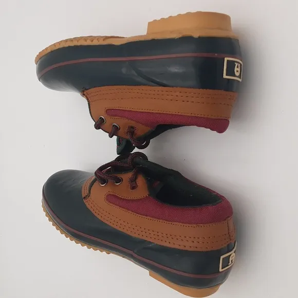 Vintage Etienne Agner ankle snow rain boots leather rubber Lace-up women 7 y2k