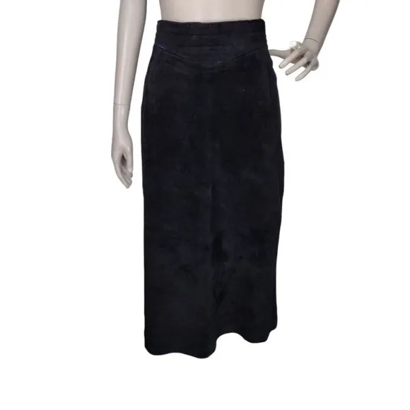 Vintage Evan Davies 100% Silky Pig Suede High-Waist Pencil Straight Midi Skirt
