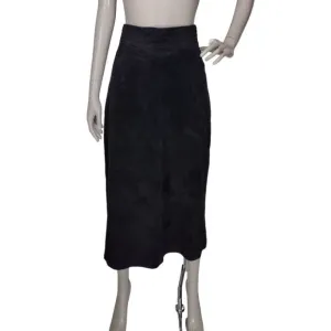 Vintage Evan Davies 100% Silky Pig Suede High-Waist Pencil Straight Midi Skirt