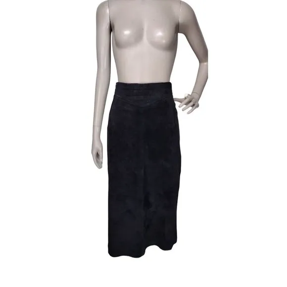 Vintage Evan Davies 100% Silky Pig Suede High-Waist Pencil Straight Midi Skirt
