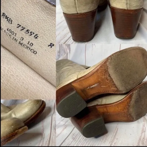 Vintage Frye tall knee high riding boot Jane campus heeled natural distress 8.5