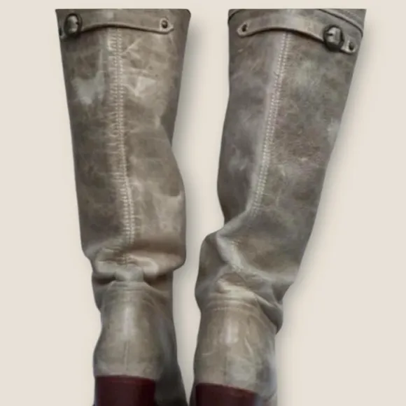 Vintage Frye tall knee high riding boot Jane campus heeled natural distress 8.5