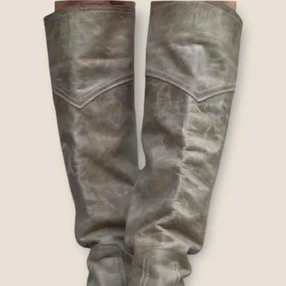 Vintage Frye tall knee high riding boot Jane campus heeled natural distress 8.5