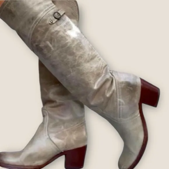 Vintage Frye tall knee high riding boot Jane campus heeled natural distress 8.5