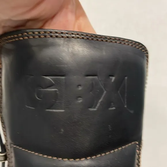 Vintage GBX Mens 8 Genuine Leather Biker Boots Buckle Zip Moto Y2K Grunge Goth