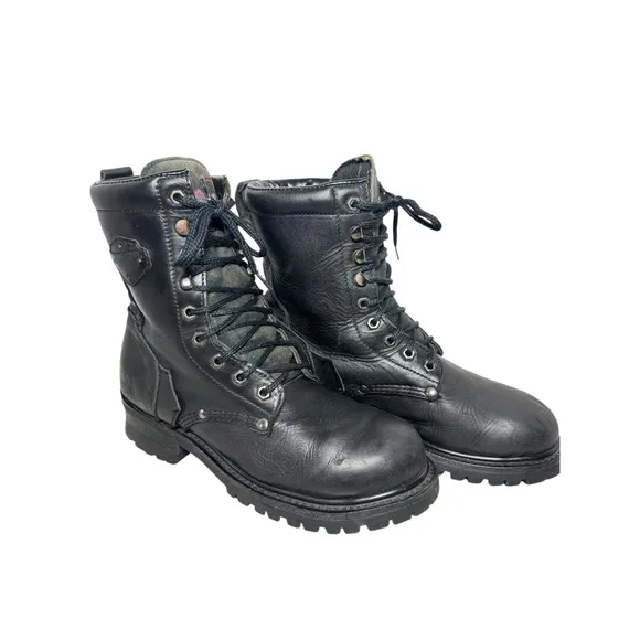 Vintage Harley Davidson Black Leather Motorcycle Riding Boots, Men's 9.5