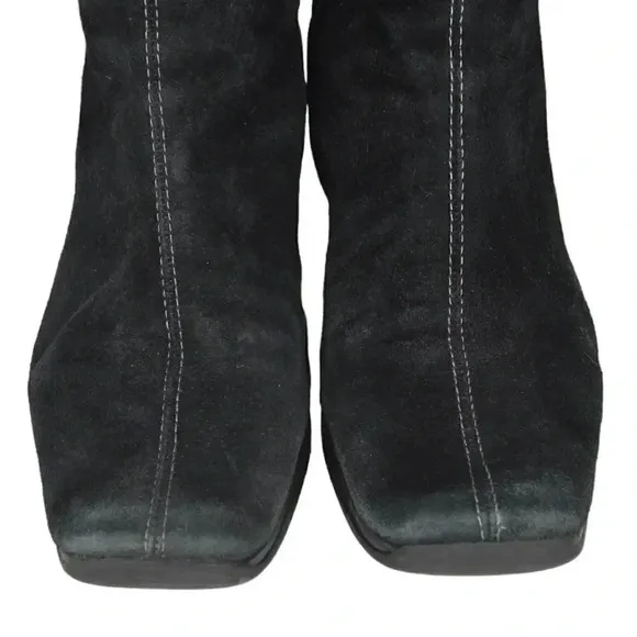 Vintage Hush Puppies Leather Suede Wedge Winter Boots Tall Black Size 9