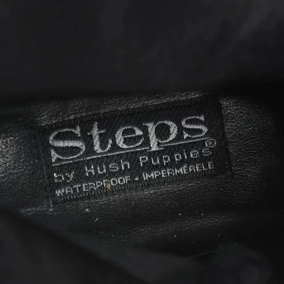 Vintage Hush Puppies Leather Suede Wedge Winter Boots Tall Black Size 9