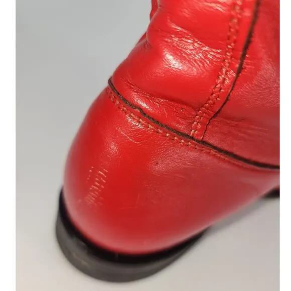 Vintage Justin Red Leather Lace-Up Boots Women’s 7.5B