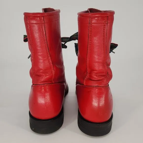 Vintage Justin Red Leather Lace-Up Boots Women’s 7.5B