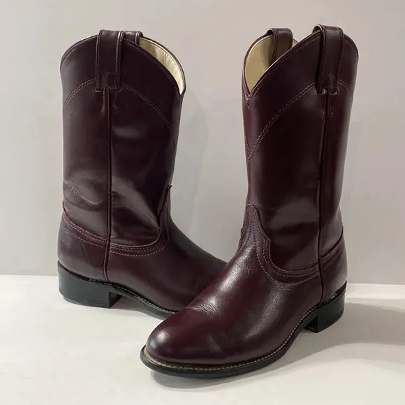 Vintage Laredo Western Cowgirl Burgundy Red Leather Equestrian Cowboy Boots *6.5