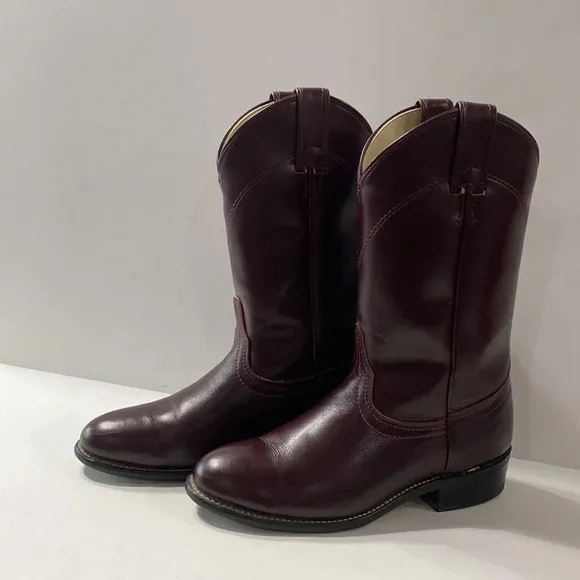 Vintage Laredo Western Cowgirl Burgundy Red Leather Equestrian Cowboy Boots *6.5