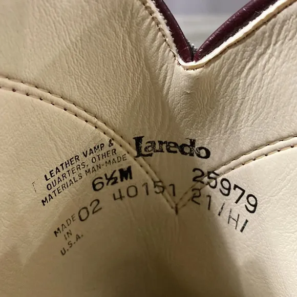 Vintage Laredo Western Cowgirl Burgundy Red Leather Equestrian Cowboy Boots *6.5