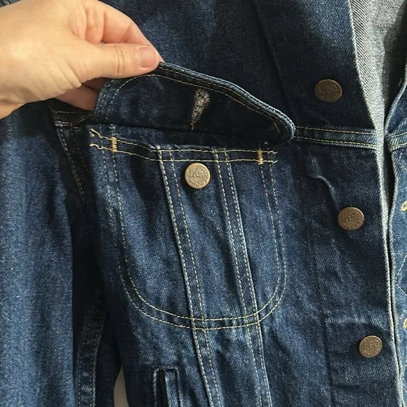 Vintage Lee Women's 38 Button Front Jean Trucker Jacket Blue Denim Western Coat