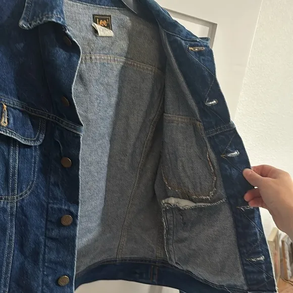 Vintage Lee Women's 38 Button Front Jean Trucker Jacket Blue Denim Western Coat