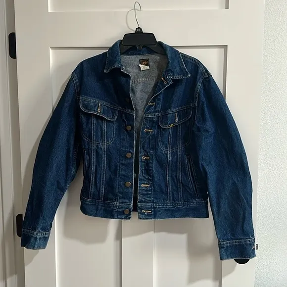 Vintage Lee Women's 38 Button Front Jean Trucker Jacket Blue Denim Western Coat