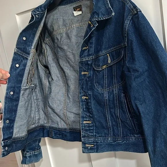 Vintage Lee Women's 38 Button Front Jean Trucker Jacket Blue Denim Western Coat