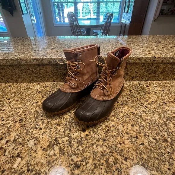 Vintage LL Bean Maine Hunting Duck Rain Boots Women’s 8 Lined Brown Tan Gore-Tex