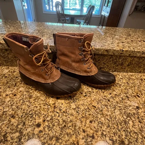 Vintage LL Bean Maine Hunting Duck Rain Boots Women’s 8 Lined Brown Tan Gore-Tex