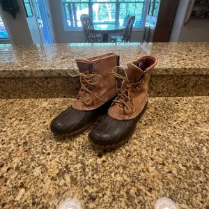 Vintage LL Bean Maine Hunting Duck Rain Boots Women’s 8 Lined Brown Tan Gore-Tex