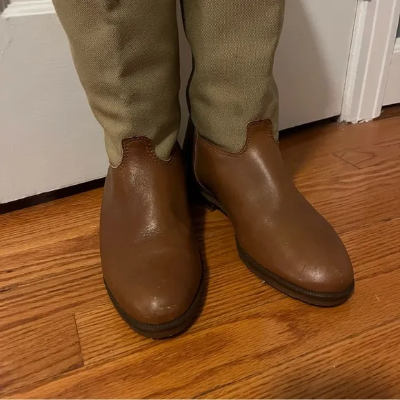 Vintage LL Bean Tan Canvas Leather Riding Equestrian boots size 8.5