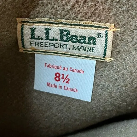 Vintage LL Bean Tan Canvas Leather Riding Equestrian boots size 8.5