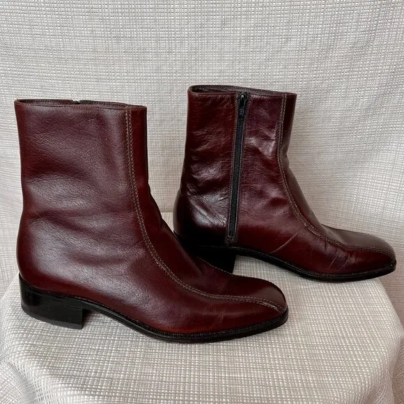 VINTAGE Mens Florsheim Duke Bicycle Toe Boot Cognac Brown Moto Mod