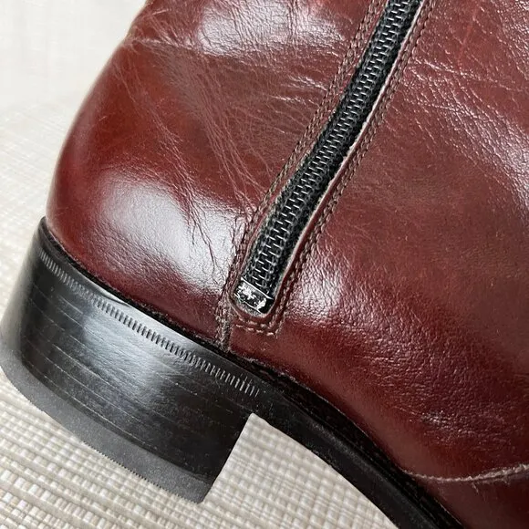VINTAGE Mens Florsheim Duke Bicycle Toe Boot Cognac Brown Moto Mod