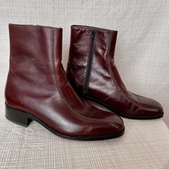 VINTAGE Mens Florsheim Duke Bicycle Toe Boot Cognac Brown Moto Mod