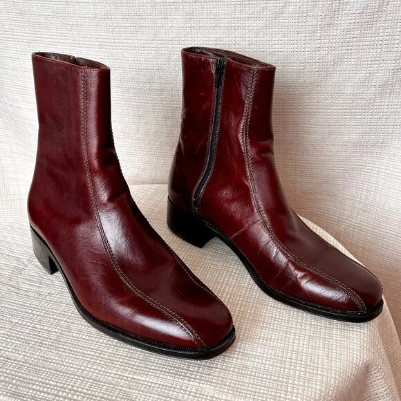 VINTAGE Mens Florsheim Duke Bicycle Toe Boot Cognac Brown Moto Mod