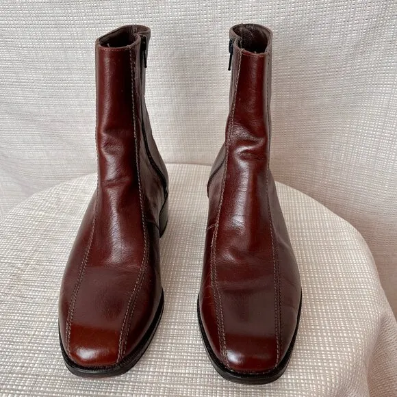 VINTAGE Mens Florsheim Duke Bicycle Toe Boot Cognac Brown Moto Mod