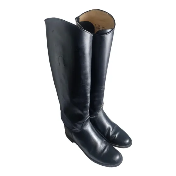Vintage Northampton Equestrian Boots Women 9 B Black Tall Leather Horseback Boot
