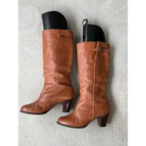Vintage Nurture Lucia 10 M Brown Tan Leather Knee High Boots Equestrian Riding