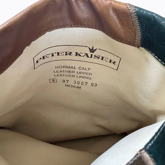 Vintage Peter Kaiser Brown Patchwork Riding Boots 100% Leather Boho Cowgirl Sz9M