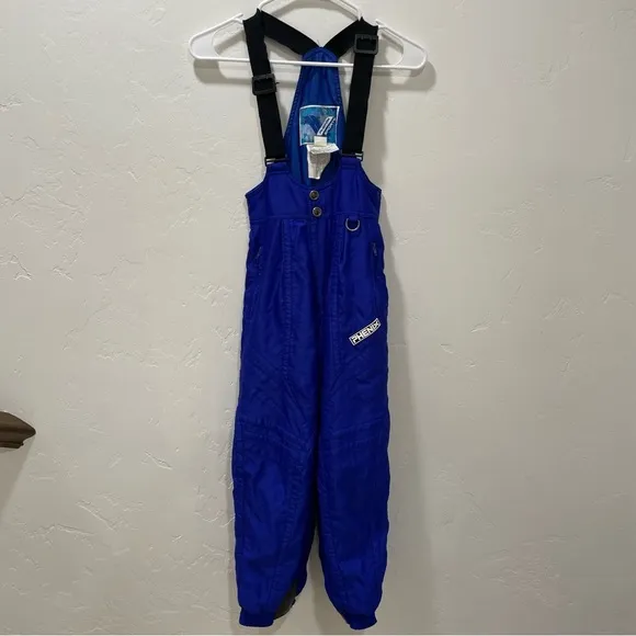 Vintage Phenix Kid's Size 8 Snowsuit Set Coat &amp; Snow Bibs/Overalls Black Blue