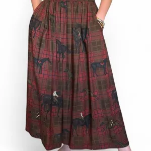 Vintage Ralph Lauren Equestrian Plaid Maxi Skirt – Size 10 (Fits Like Modern 6)