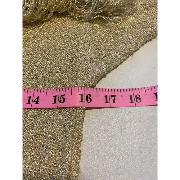 Vintage Sakowitz Womens M Weaved Accent Beaded Fringed Wheat Loose Knit Sweater