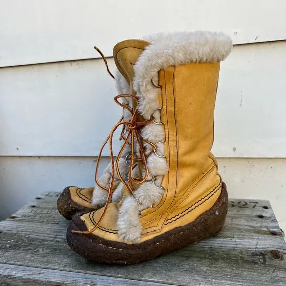 Vintage Sorel Kaufman Maple Leaf MukLuk Moccasin Sherpa Winter Boots