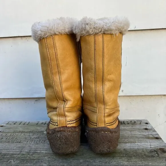 Vintage Sorel Kaufman Maple Leaf MukLuk Moccasin Sherpa Winter Boots