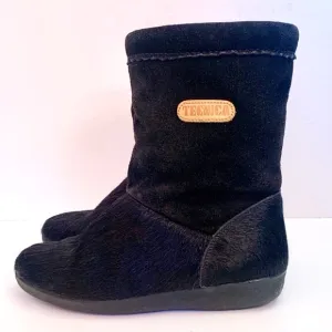 Vintage Tecnica Ankle Boots Fur Suede Shearling Wool Italy Winter 40 9 Snow