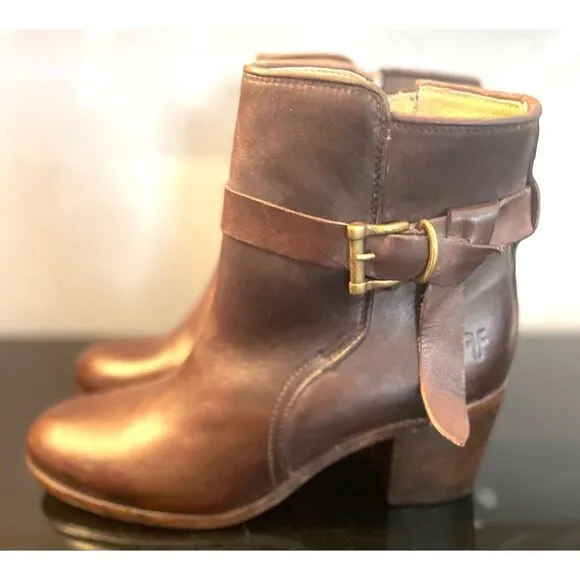 Vintage USA FRYE Women's Brown Leather Biker Boots Size 10B Preowned
