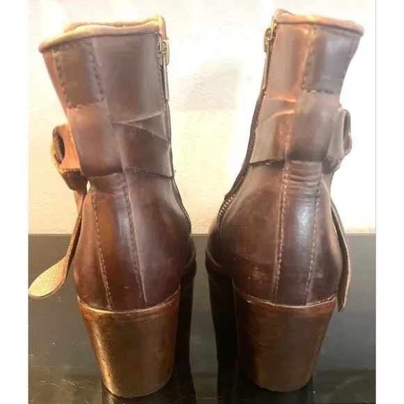Vintage USA FRYE Women's Brown Leather Biker Boots Size 10B Preowned