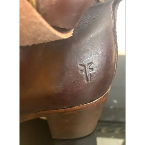 Vintage USA FRYE Women's Brown Leather Biker Boots Size 10B Preowned