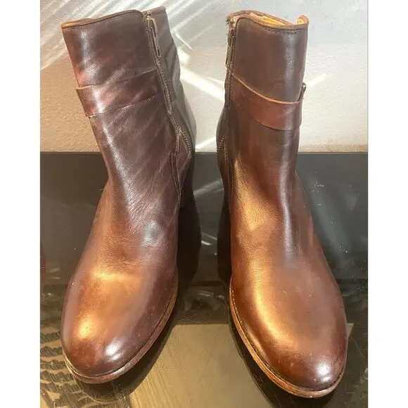 Vintage USA FRYE Women's Brown Leather Biker Boots Size 10B Preowned