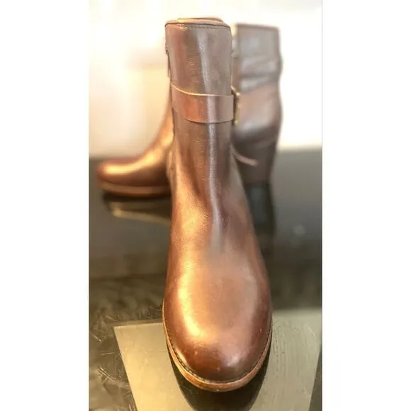 Vintage USA FRYE Women's Brown Leather Biker Boots Size 10B Preowned