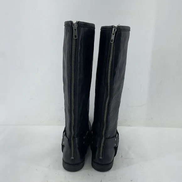 Vintage White Label FRYE Black Leather Riding Boots Women's Size 8B Preowned