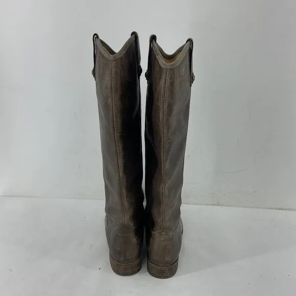 Vintage White Tag FRYE Women's Brown Leather Riding Boots, Size 8B , Preowned