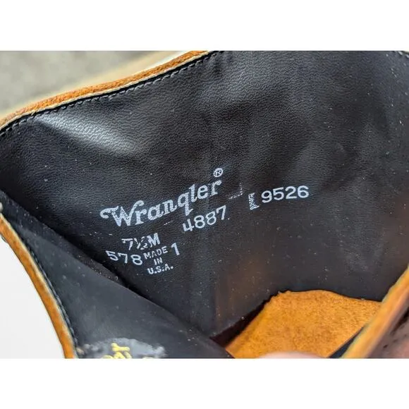 Vintage Wrangler Leather Riding Boots Western 70s Tall Cowgirl Horse Girl 7.5