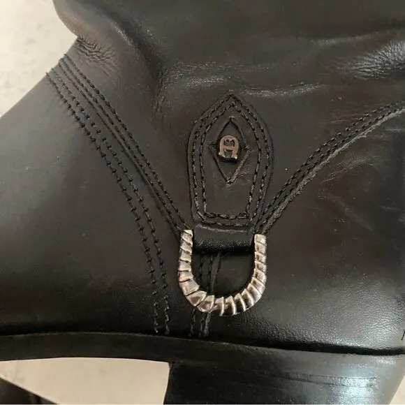 Vintage 1980’s 1990’s Aigner black flat equestrian riding boots 7